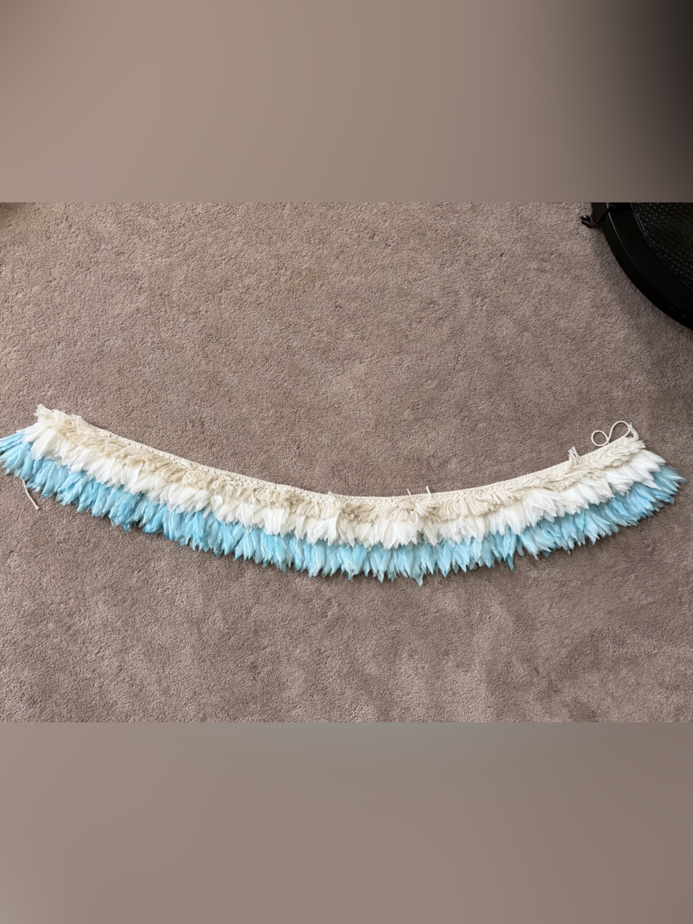 Pottery Barn Kids Blue and Cream Feathered Wall Hanging